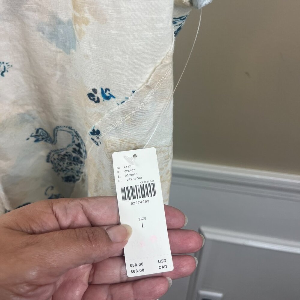 Pilcro Blue and Cream Short Sleeve Tee NWT - Picture 3 of 8